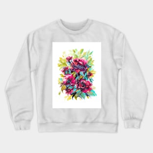 Elegant burgundy florals bouquet, watercolor painting Crewneck Sweatshirt